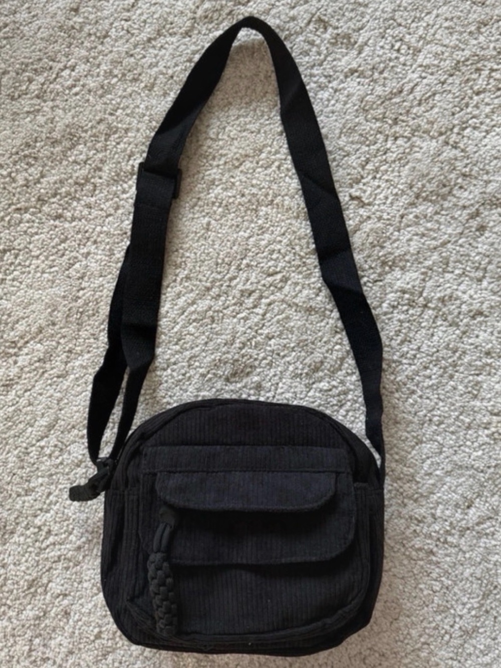 Black Corduroy Crossbody Bag for Women - Everyday Carry